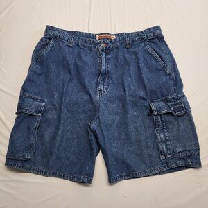 Vintage Coliseum Mens Denim Cargo Shorts Outdoor Size 40 Made in Russia Y2K